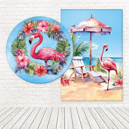 Kit Painéis Casadinho Tecido Sublimado 3D Flamingo WPC-986