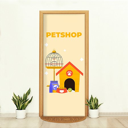 Capa de Porta Decorativa Tecido Sublimado 0,85x2,10 Pet-shop WCP-038