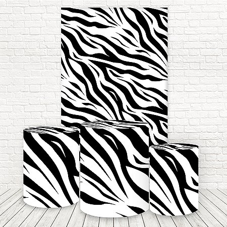 Painel Retangular e Capas Tecido Sublimado 3D Animal Print Estampa Zebra WKPC-2816