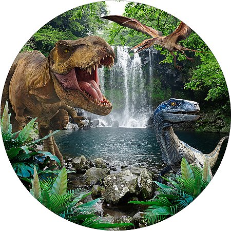 Painel Redondo Tecido Sublimado 3D Dinossauro WRD-6855