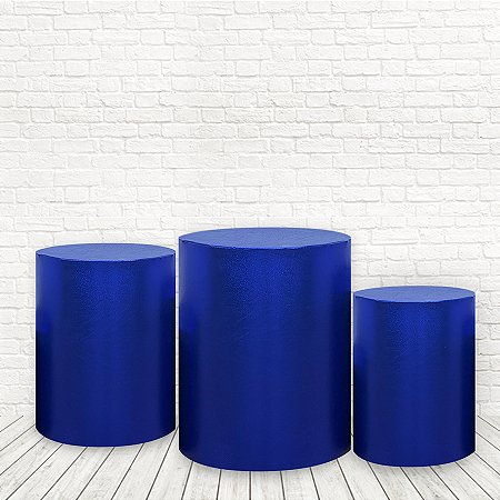 Trio Capas De Cilindro Tecido Sublimado 3D Metalizado Azul Bic Real WCC-20009