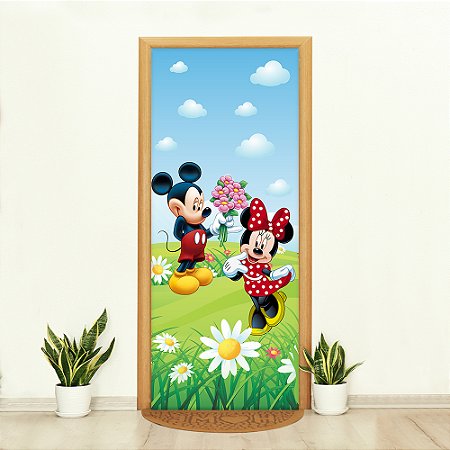 Capa de Porta Decorativa Tecido Sublimado 0,85x2,10 Mickey e Minnie WCP-167
