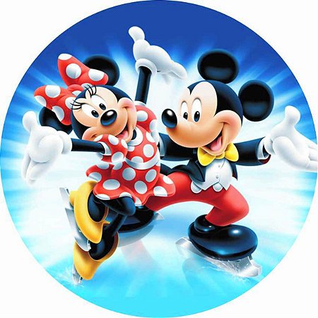 Painel Redondo Tecido Sublimado 3D Mickey e Minnie WRD-1121