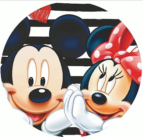 Painel Redondo Tecido Sublimado 3D Mickey e Minnie WRD-1146