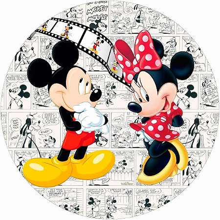 Painel Redondo Tecido Sublimado 3D Mickey e Minnie WRD-1147