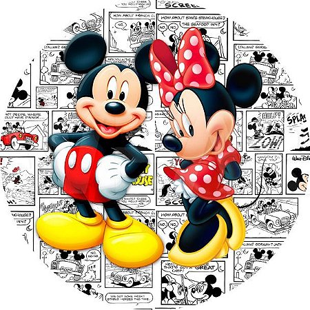 Painel Redondo Tecido Sublimado 3D Mickey e Minnie WRD-1731