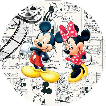 Painel Redondo Tecido Sublimado 3D Mickey e Minnie WRD-618