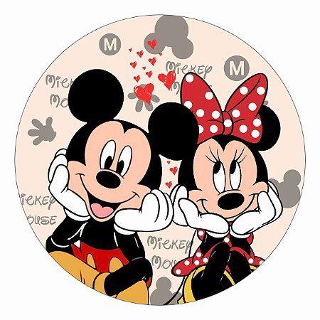 Painel Redondo Tecido Sublimado 3D Mickey e Minnie WRD-744