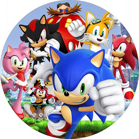 Painel Redondo de Festa Sonic Filme 2 - 1,50x1,50m