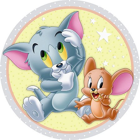 Painel Redondo Tecido Sublimado 3D Tom e Jerry WRD-3744