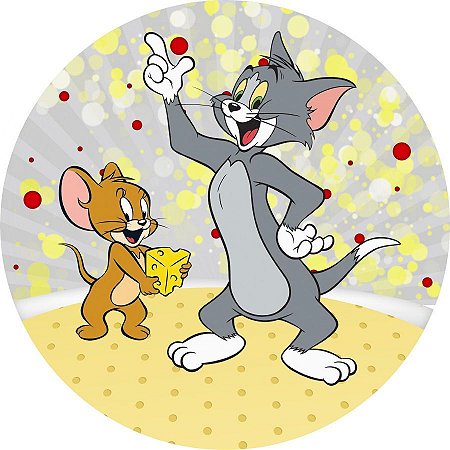 Painel Redondo Tecido Sublimado 3D Tom e Jerry WRD-3710