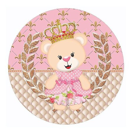 Painel Redondo Tecido Sublimado 3D Ursa Princesa WRD-3683