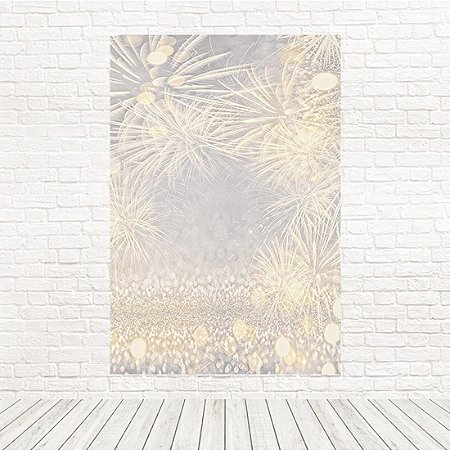 Painel Retangular Tecido Sublimado Branco Efeito Glitter Prata / Ouro Ligth 3D - 1,50 X 2,20 WRT-2319