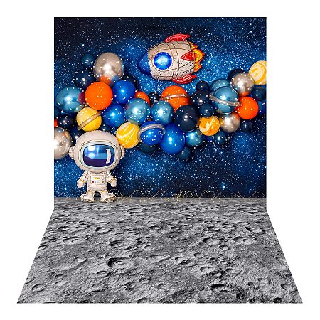 Fundo Fotográfico Tecido Sublimado Newborn 3D Astronauta Galáxia 1,50x2,20 WFF-140