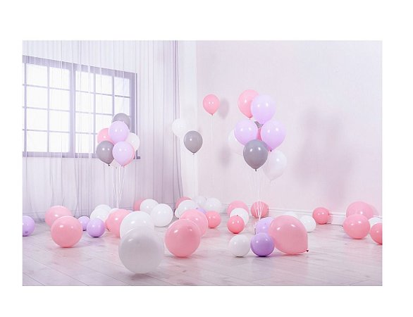 Fundo Fotográfico Tecido Sublimado Newborn 3D Balões e Bexigas 2,20x1,50 WFF-398