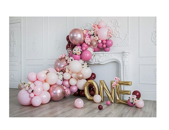 Fundo Fotográfico Tecido Sublimado Newborn 3D Balões e Bexigas 2,20x1,50 WFF-405