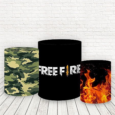 Trio de Capas Cilindros Tecido Sublimado Free Fire WCC-034