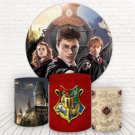 Painel Redondo e Capas Tecido Sublimado Harry Potter WKPC-213