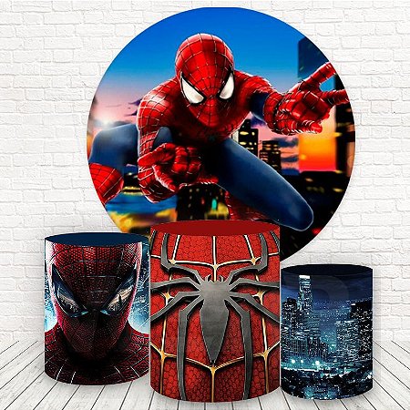 Painel Redondo e Capas Tecido Sublimado Homem Aranha WKPC-095