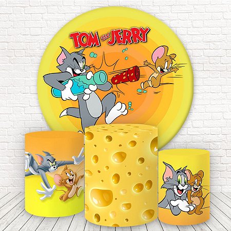 Painel Redondo e Capas Tecido Sublimado Tom e Jerry WKPC-407