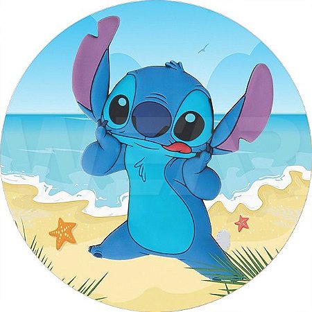 Painel Redondo Tecido Sublimado 3D Lilo & Stitch WRD-1537