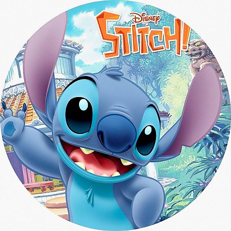 Painel Redondo Tecido Sublimado 3D Lilo & Stitch WRD-2636