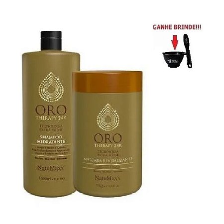 Kit Oro Therapy 24k Shampoo 1l e Máscara 1kg Natumaxx