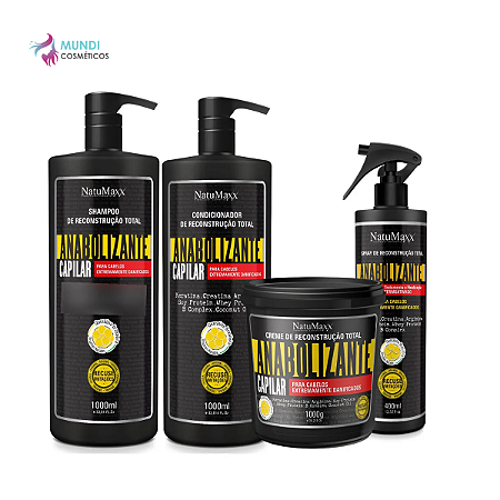 Kit Shampoo, Cond, Máscara 1kg e Spray Anabolizante Natumaxx