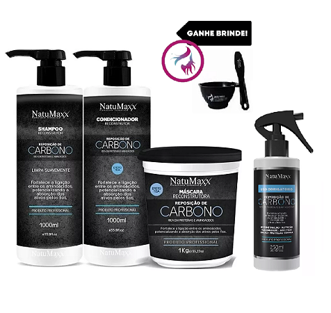 Kit Carbono Natumaxx Shamp + Cond. + Másc. + Uso Obrigatório