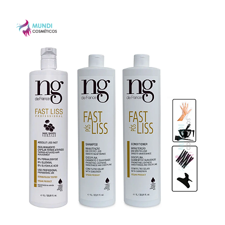 Kit Fast Liss Progressiva e Pós 3 Itens Ng De France 1L