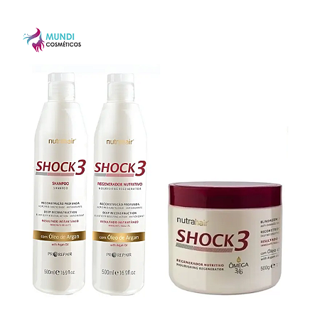 Kit Shock3 500ml + Blindagem Regeneradora 500gr - Nutra Hair