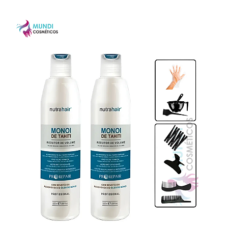 Kit 02 Redutor De Volume Monoi De Tahiti Nutra hair 500ml