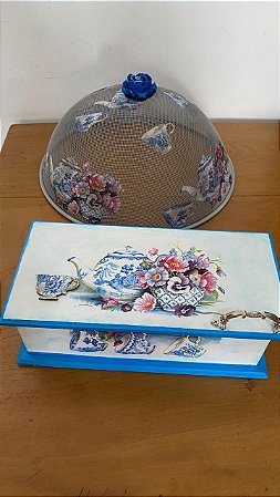 kit Cobre bolo e caixa para Chá