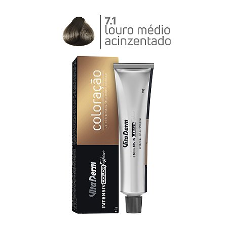 Coloração Profissonal 7.1 Louro Médio Acizentado 60gr - Vita Derm