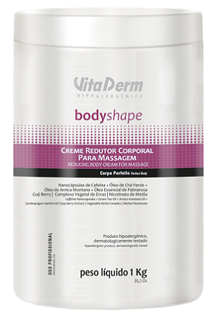 Creme Redutor Corporal para Massagem Body Shape 1000gr - Vita Derm