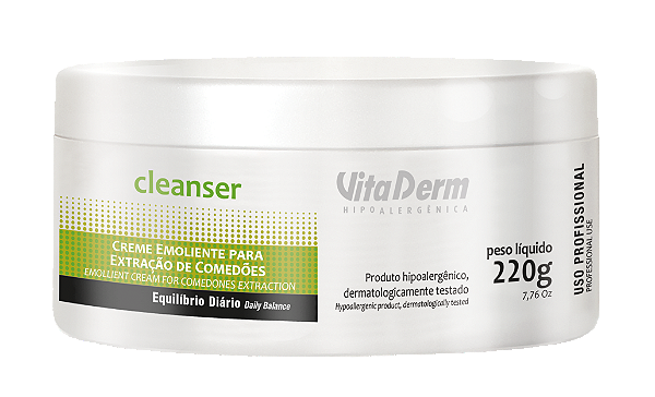 Creme Emoliente Extração Comedões Cleanser 220gr - Vita Derm