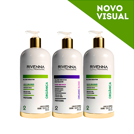 Kit com 2 Progressiva Rivenna Orgânica 1L + 1 Progressiva Organic Blond 1L
