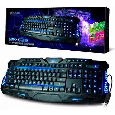 Teclado Gamer Led Usb 3 Cores - Exbom Bk-g35