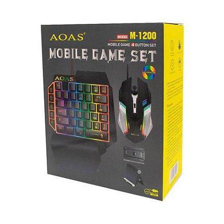 Kit Mouse e Teclado Gamer para Celular Mobile M1200 AOAS