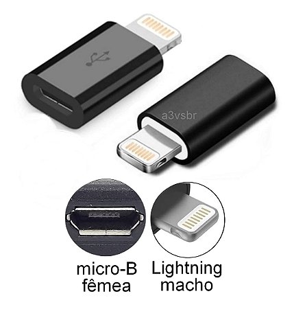 Adaptador V8 Fêmea para iPhone Macho