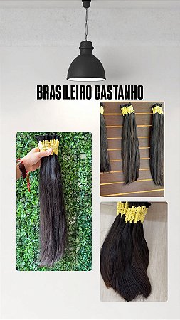 Cabelo Humano Brasileiro Regional Cor castanho • 55 cm • 100 g
