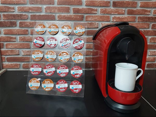 Porta Cápsulas Acrílico Três 20 cápsulas