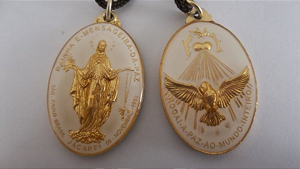 MEDALHA DA PAZ  BRANCA COM DOURADO