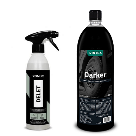 Kit Tratamento e Limpeza de Pneus e Borrachas - Delet 500ml Vonixx + Darker Vintex 1,5l