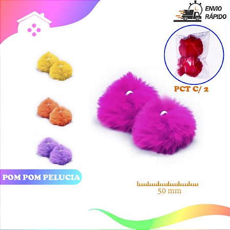 POM POM PELUCIA - 50MM - PCT C/2 UNID