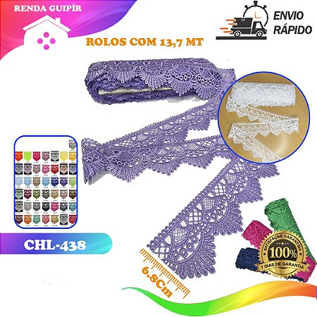 RENDA GUIPIR CHL-438 6.8 CM -  ROLO C/13.7 METROS
