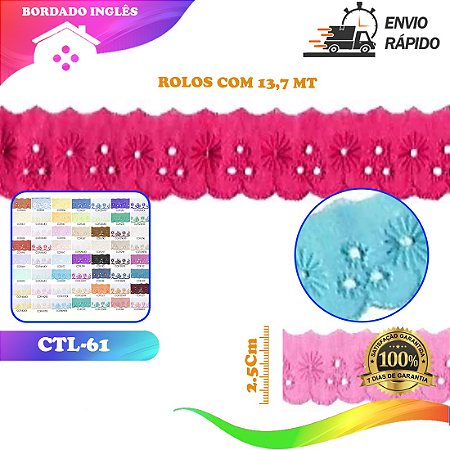 BORDADO INGLÊS LESE CTL-61 2.5 CM  - ROLO C/13.7 METROS