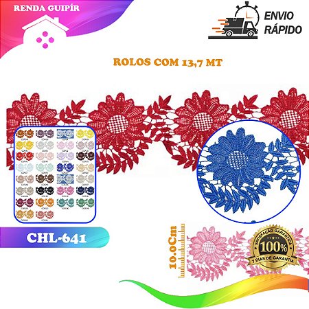 RENDA GUIPIR CHL-641 ENTREMEIO 10.0 CM -  ROLO C/13.7 METROS