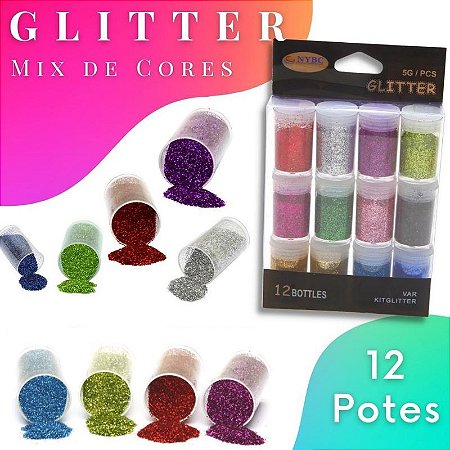 KIT GLITTER PURPURINA P/ ARTESANATO E RESINA - C/12 CORES