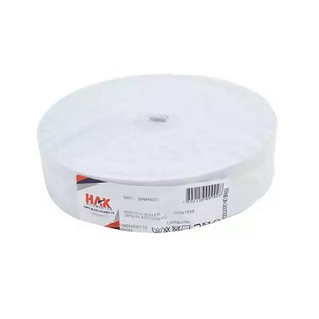 Elastico de embutir 39mm HAK 300/40 - Rl c/25 metros - Branco